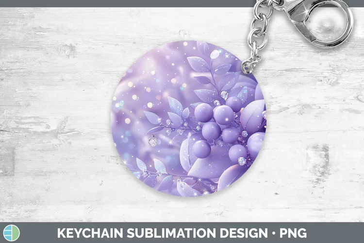 Purple 3D Christmas Mistletoe Keychain Sublimation Keyring D