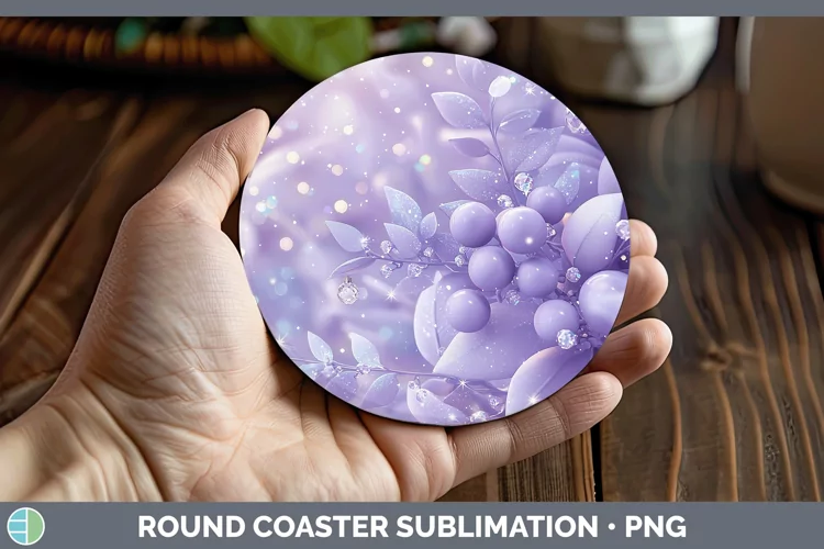 Purple 3D Christmas Mistletoe Round Coaster Sublimation Coas