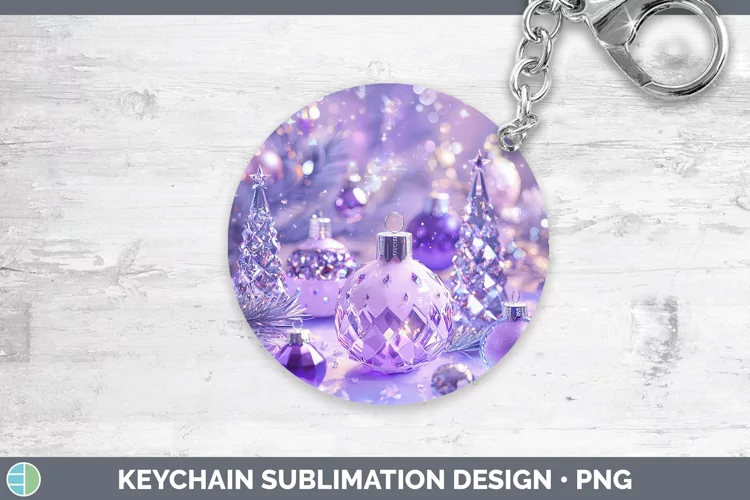 Purple 3D Christmas Ornaments Keychain Sublimation Keyring D