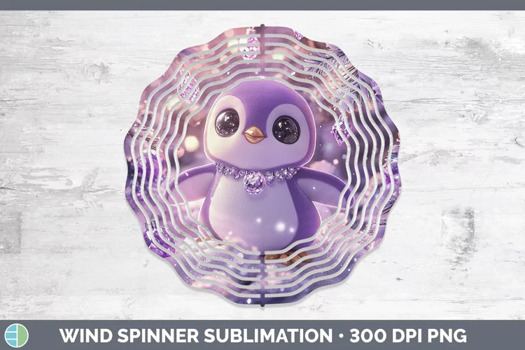 Purple 3D Christmas Penguin Wind Spinner Sublimation Spinner