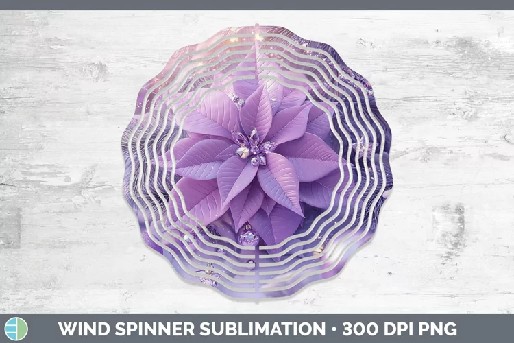 Purple 3D Christmas Poinsettia Wind Spinner Sublimation Spin