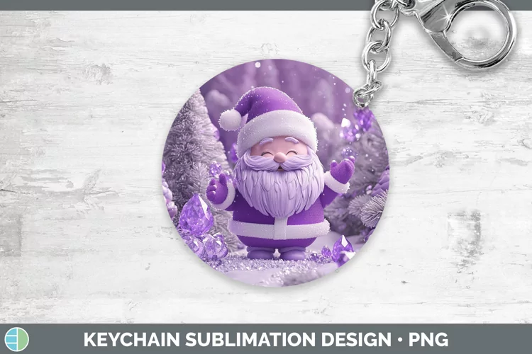 Purple 3D Christmas Santa Keychain Sublimation Keyring Desig