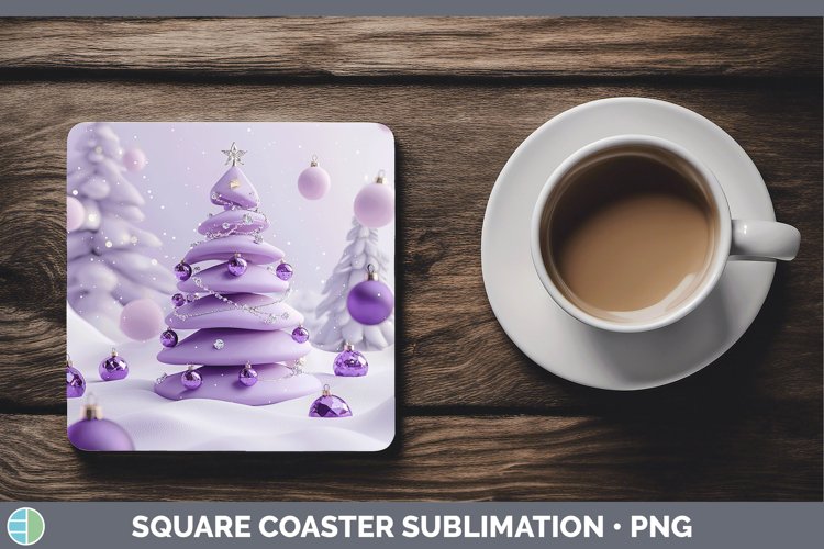 GorgeousPurple 3D Christmas Square Coaster design.