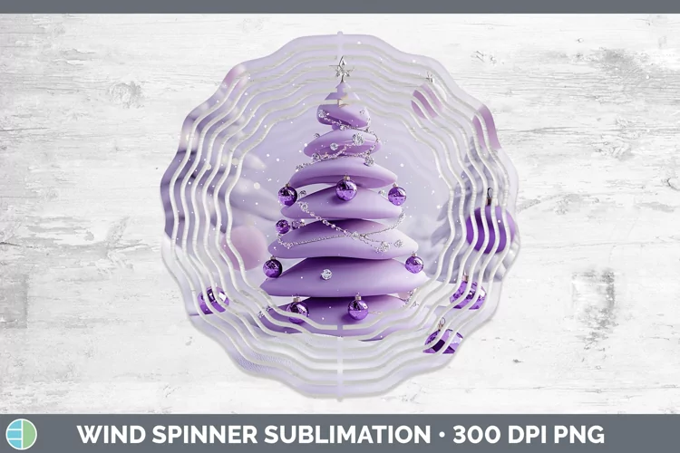 Purple 3D Christmas Tree Wind Spinner Sublimation Spinner De