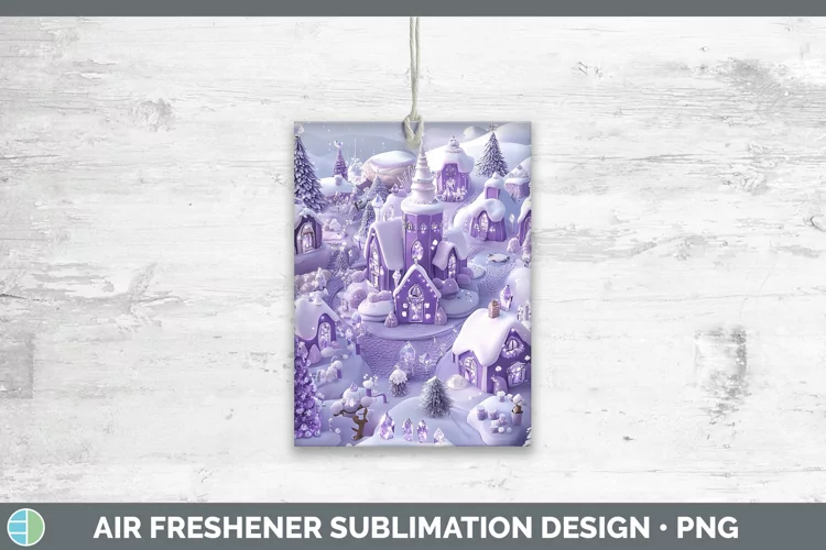 Purple 3D Christmas Village Air Freshener Sublimation Car Fr