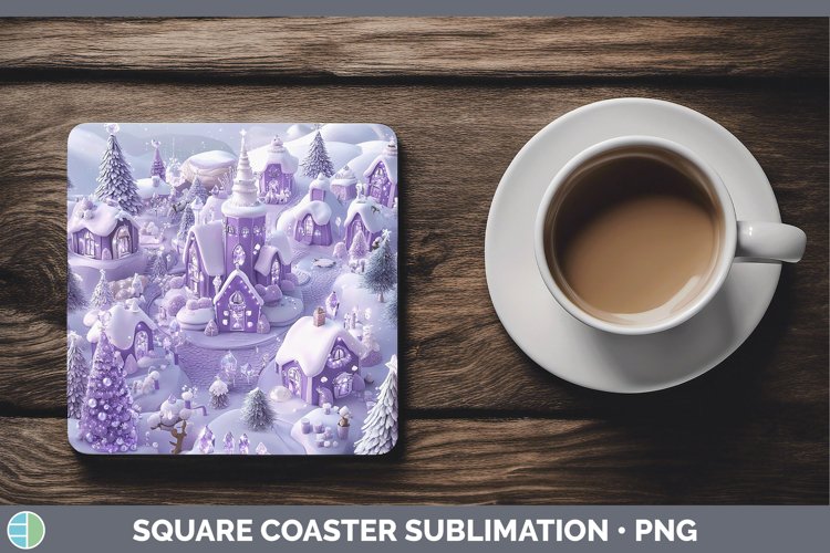 GorgeousPurple 3D Christmas Square Coaster design.