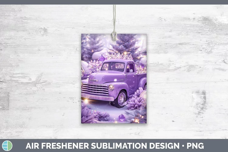 Purple 3D Christmas Vintage Truck Air Freshener Sublimation