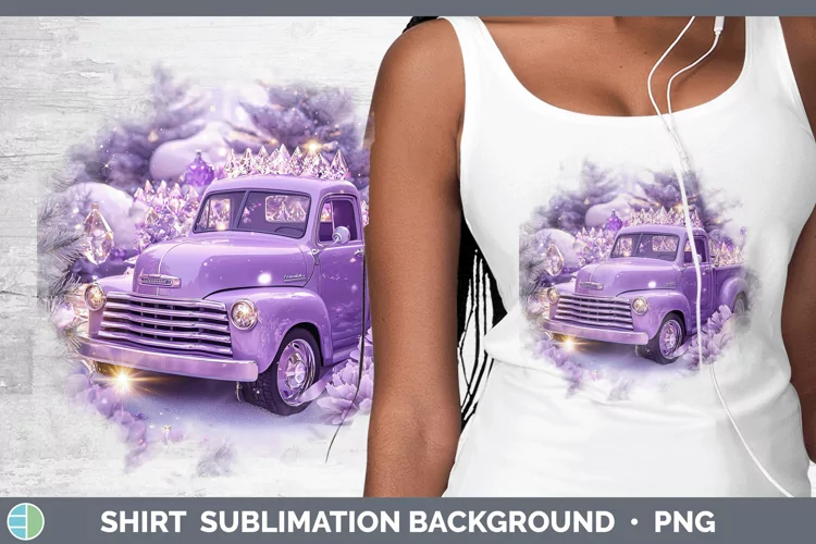 Purple 3D Christmas Vintage Truck Shirt Sublimation Sublimat