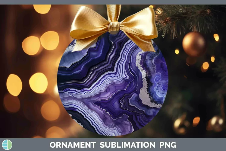 Purple Agate Ornament Sublimation Bauble Designs
