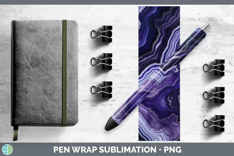 Purple Agate Pen Wrap Sublimation Epoxy Pen Designs