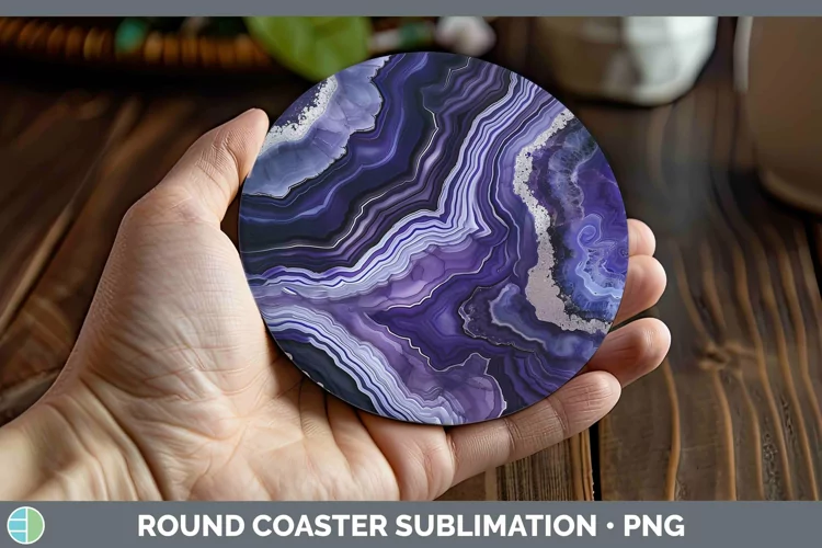 Purple Agate Round Coaster Sublimation Coaster Designs