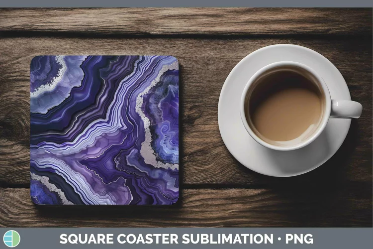 Purple Agate Square Coaster Sublimation Coaster Designs
