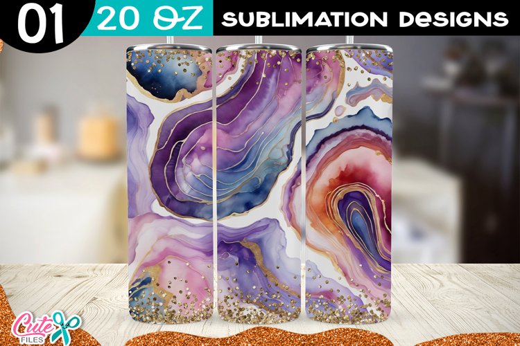 Purple Agate Tumbler 20 Oz Wrap Sublimation PNG