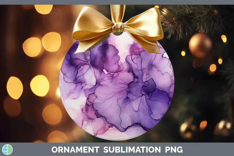 Purple Alcohol Ink Ornament Sublimation Bauble Designs