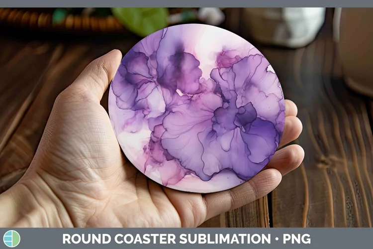 Purple Alcohol Ink Round Coaster Sublimation Coaster Designs