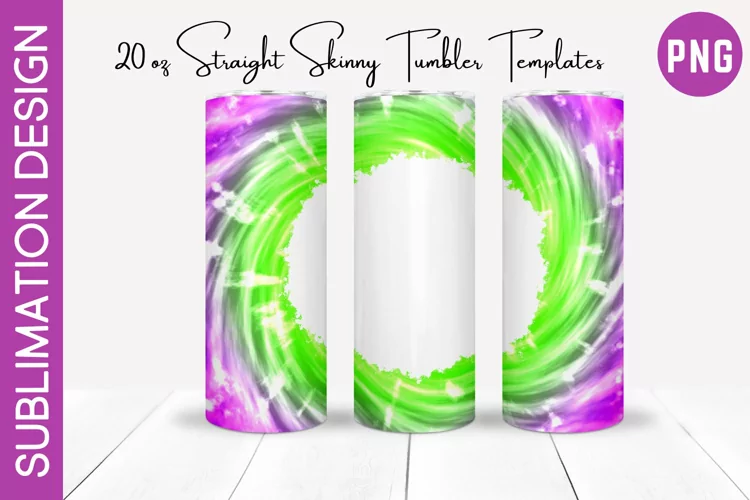 Purple and Green Tie Dye 20 oz Skinny Tumbler