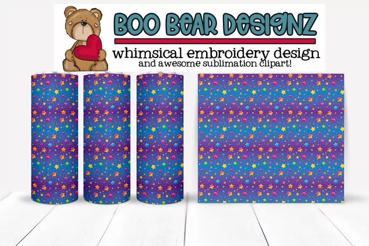 Rainbow Stars Sublimation Tumbler design