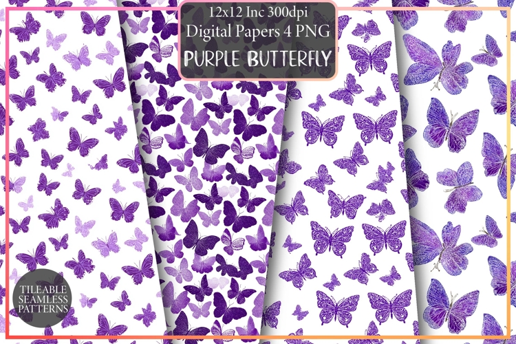 Purple Butterfly Patterns Design, Sublimation Design