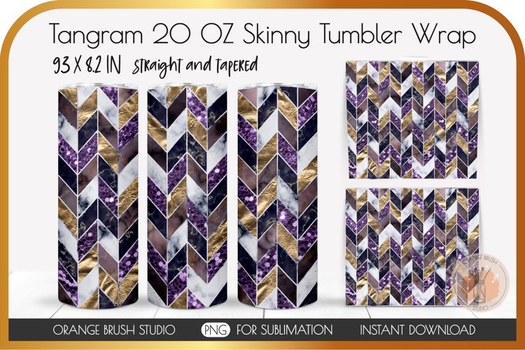 Purple Geometric Skinny Tumbler Marble Wrap Design