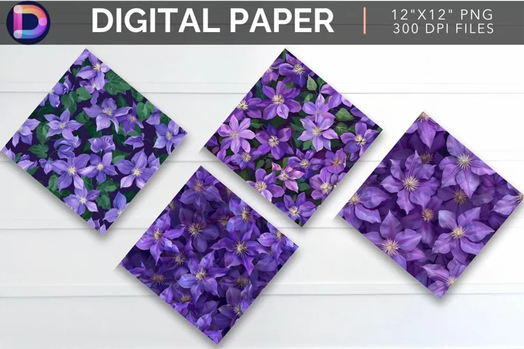 Purple Clematis Digital Paper