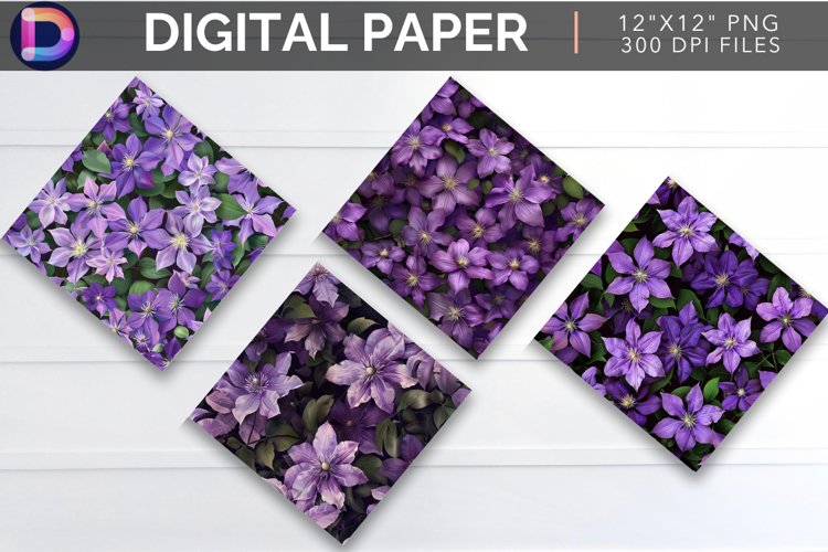 Purple Clematis Digital Paper example image 1