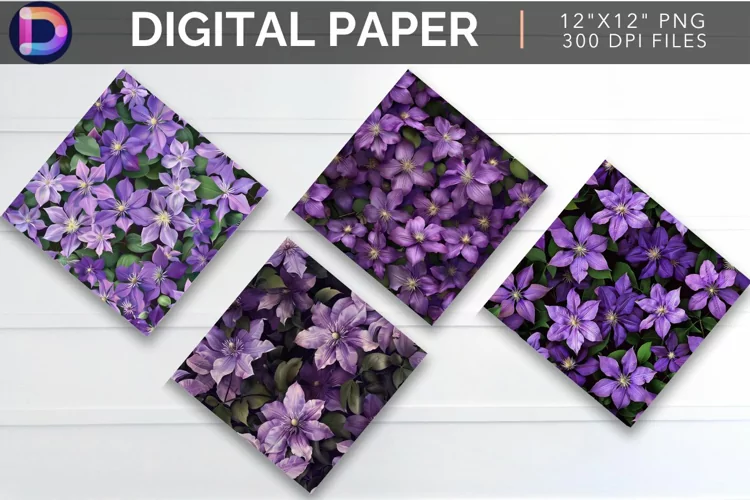 Purple Clematis Digital Paper
