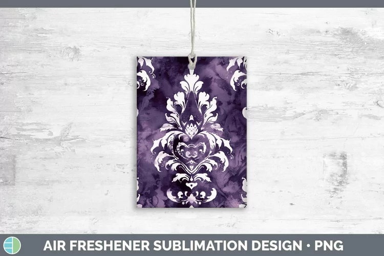 Purple Damask Air Freshener Sublimation Car Freshener Design