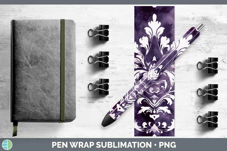 Purple Damask Pen Wrap Sublimation Epoxy Pen Designs