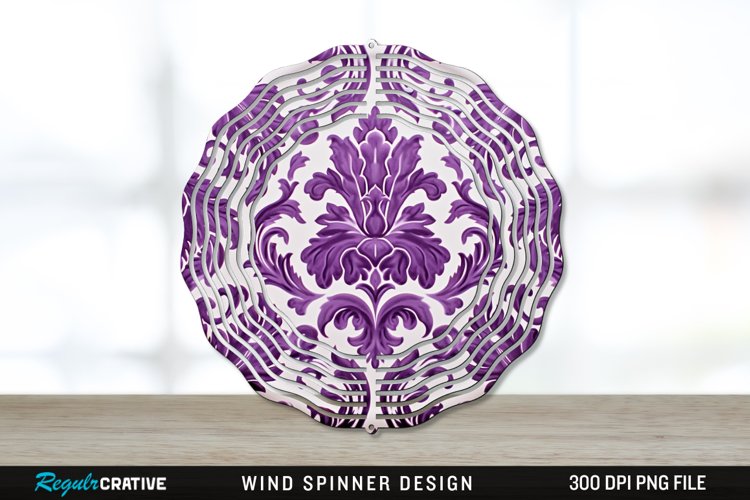 Purple Damask Wind Spinner Sublimation PNG Design example image 1
