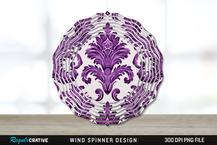 Purple Damask Wind Spinner Sublimation PNG Design example image 1