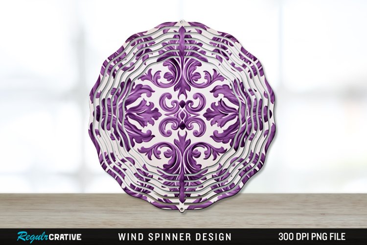 Purple Damask Wind Spinner Sublimation PNG Design example image 1