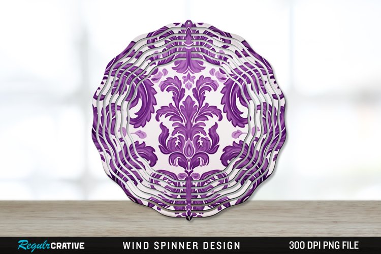 Purple Damask Wind Spinner Sublimation PNG Design example image 1
