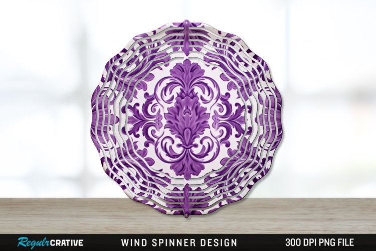 Purple Damask Wind Spinner Sublimation PNG Design example image 1
