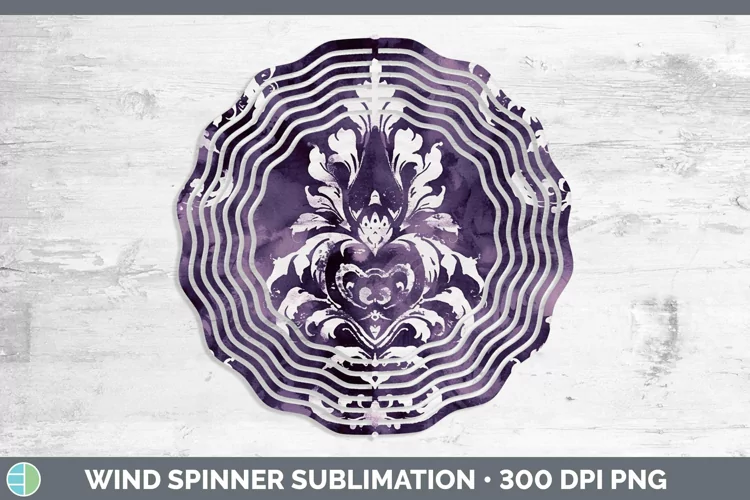 Purple Damask Wind Spinner Sublimation Spinner Designs