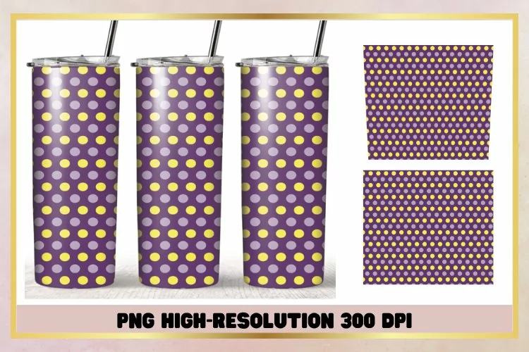 Purple dot yellow 20oz Skinny Tumbler Sublimation Wrap