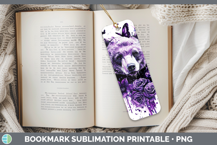 Purple Drips Bear Bookmark Sublimation Printable Designs