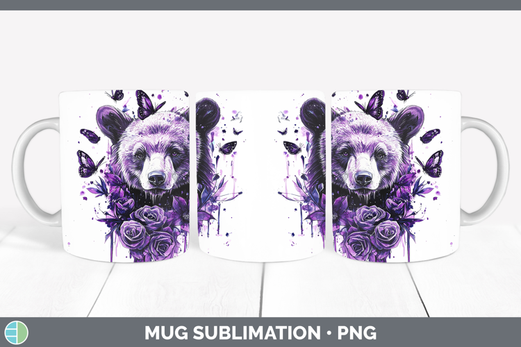 Purple Drips Bear Mug Wrap Sublimation Coffee Cup Designs