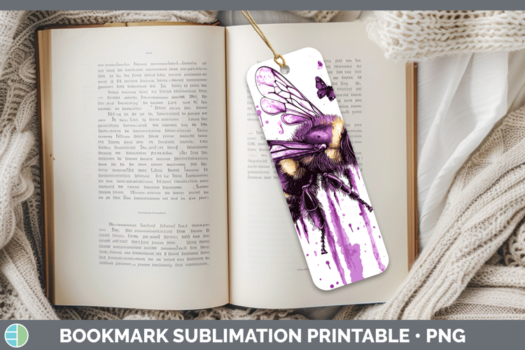 Purple Drips Bee Bookmark Sublimation Printable Designs
