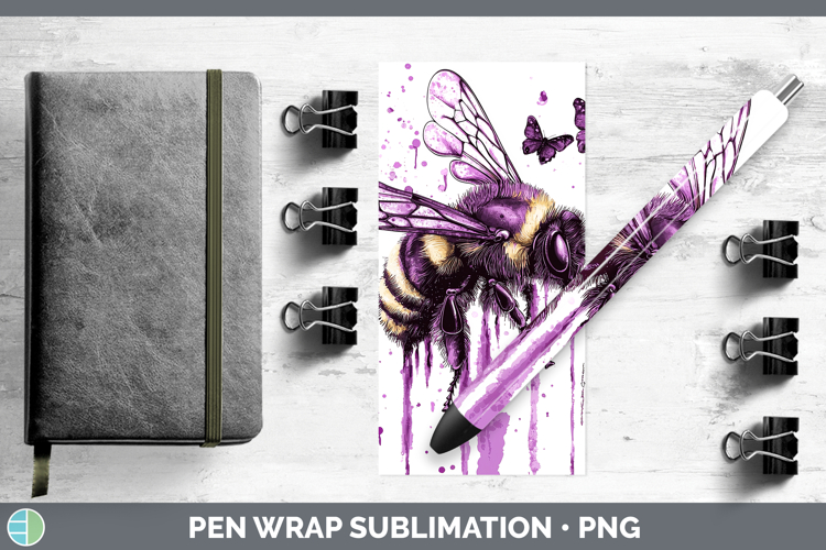 Purple Drips Bee Pen Wrap Sublimation Pen Designs