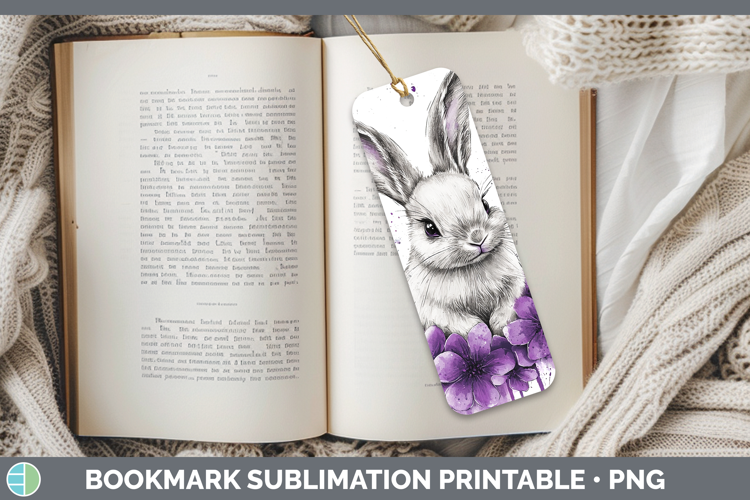 Purple Drips Bunny Bookmark Sublimation Printable Designs