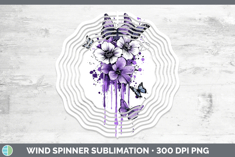 Purple Drips Butterfly Wind Spinner Sublimation Spinner Desi