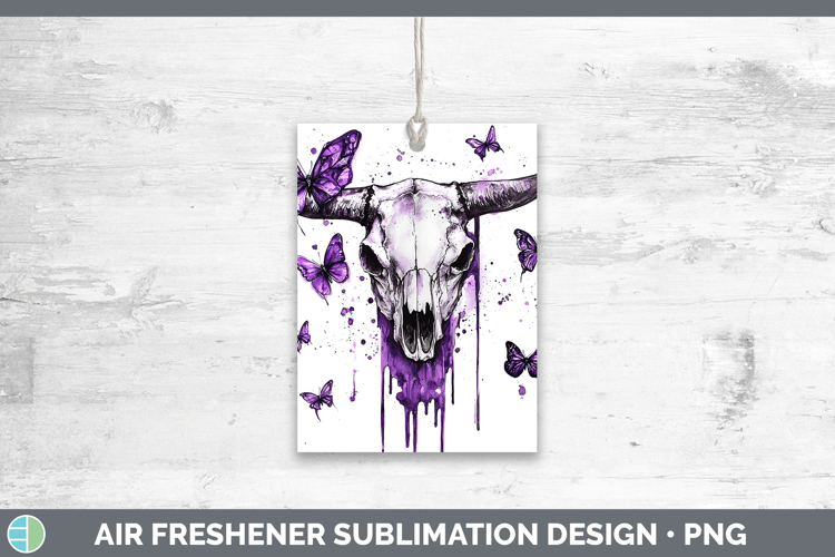 Purple Drips Cow Skull Air Freshener Sublimation Car Freshen