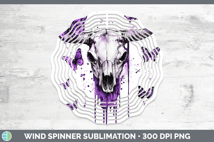 Purple Drips Cow Skull Wind Spinner Sublimation Spinner Desi