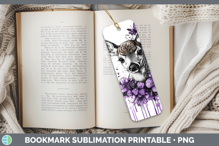 Purple Drips Deer Bookmark Sublimation Printable Designs