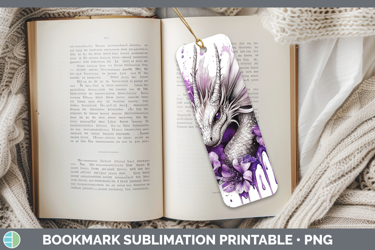 Purple Drips Dragon Bookmark Sublimation Printable Designs