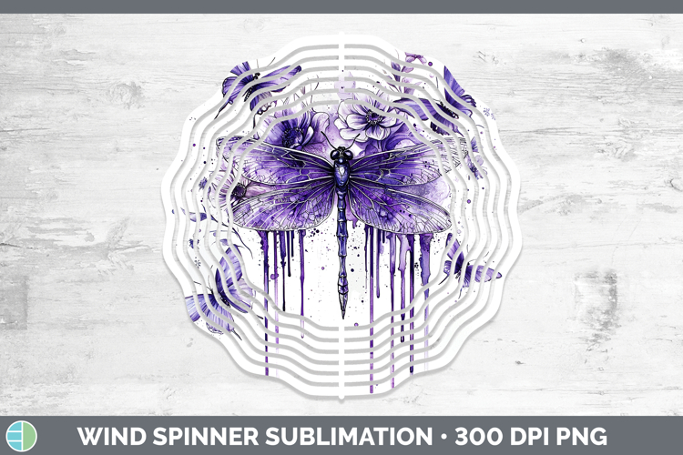 Purple Drips Dragonfly Wind Spinner Sublimation Spinner Desi