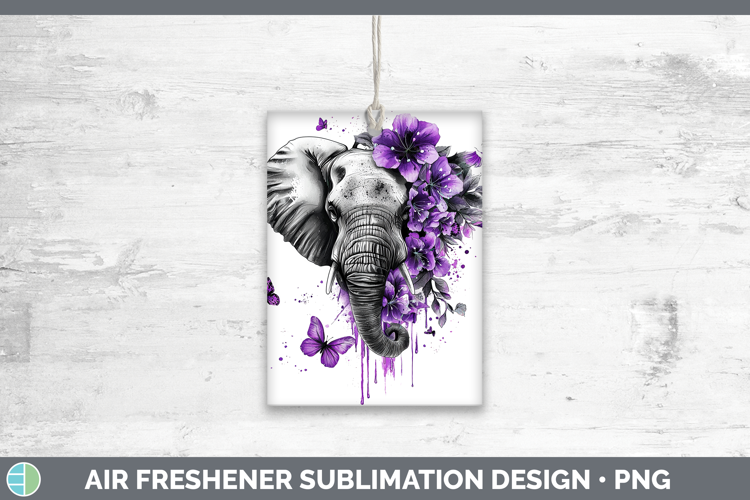 Purple Drips Elephant Air Freshener Sublimation Car Freshene