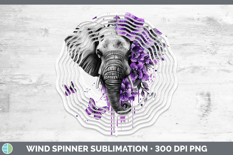 Purple Drips Elephant Wind Spinner Sublimation Spinner Desig