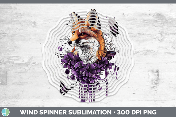 Purple Drips Fox Wind Spinner Sublimation Spinner Designs