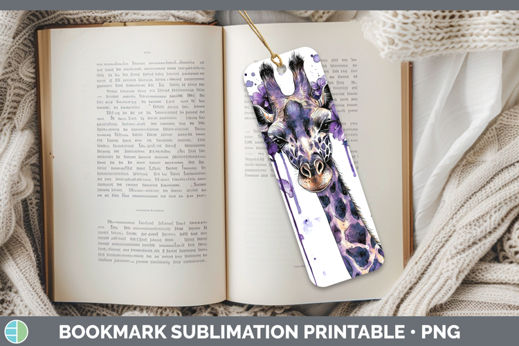 Purple Drips Giraffe Bookmark Sublimation Printable Designs